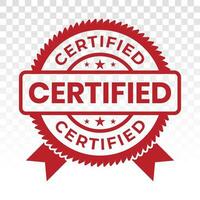 red certified stamp or label flat vector icon for apps or website