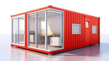 Mobile office buildings or container site office for construction site. Shipping container. Portable house and office cabins, illustration photo