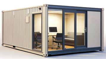 Mobile office buildings or container site office for construction site. Shipping container. Portable house and office cabins, illustration photo