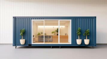 Mobile office buildings or container site office for construction site. Shipping container. Portable house and office cabins, illustration photo