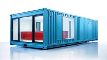 Mobile office buildings or container site office for construction site. Shipping container. Portable house and office cabins, illustration photo