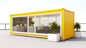 Mobile office buildings or container site office for construction site. Shipping container. Portable house and office cabins, illustration photo