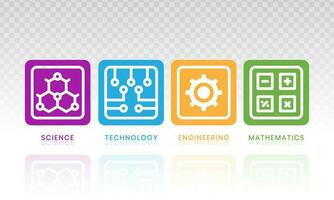 vástago educación - ciencia, tecnología, Ingenieria y matemáticas en plano vector ilustración con palabra para aplicaciones o sitio web.