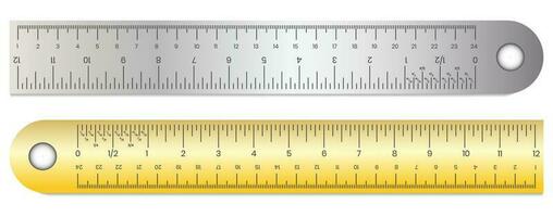 Ruler with inch, centimeter and millimeter scale for apps or website vector