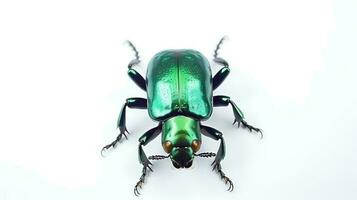 foto de un japonés escarabajo en blanco antecedentes. generativo ai