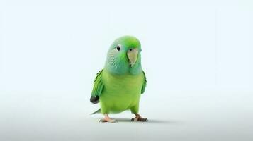 Photo of a Parakeet on white background. Generative AI