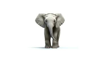 Photo of a elephant on white background. Generative AI