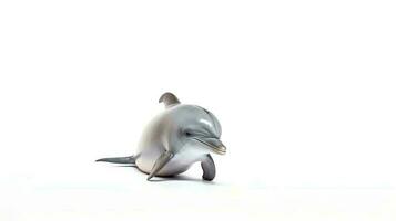 Photo of a dolphin on white background. Generative AI