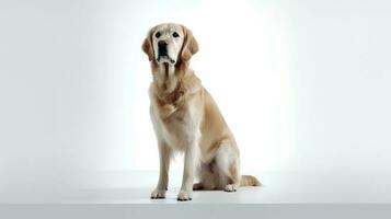 Photo of a golden retriever on white background. Generative AI