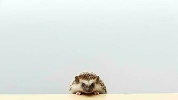 Photo of a hedgehog on white background. Generative AI