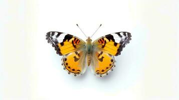 Photo of a painted lady butterly on white background. Generative AI