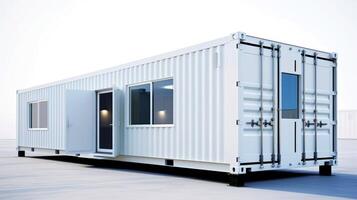 Mobile office buildings or container site office for construction site. Shipping container. Portable house and office cabins, illustration photo