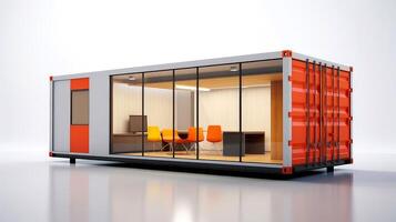 Mobile office buildings or container site office for construction site. Shipping container. Portable house and office cabins, illustration photo