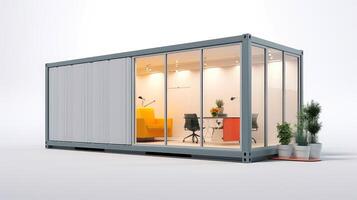 Mobile office buildings or container site office for construction site. Shipping container. Portable house and office cabins, illustration photo