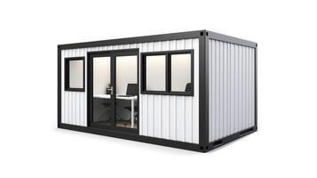 Mobile office buildings or container site office for construction site. Shipping container. Portable house and office cabins, illustration photo