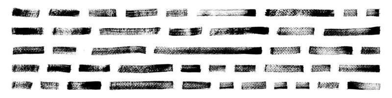 Brush, Pen and Marker Line Strokes Set. Grunge Elements Including Curve, Flourish and Underline Accents. Chalk and Pencil Marks. Flat Illustrations Isolated on White Background