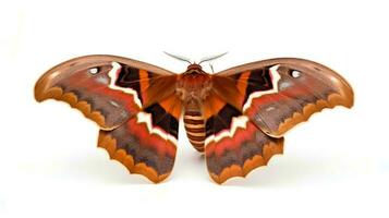 Photo of a atlas moth on white background. Generative AI