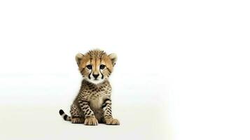 Photo of a cheetah on white background. Generative AI