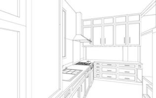 3d ilustración de cocina habitación vector