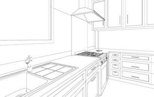 3d ilustración de cocina habitación vector