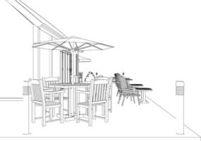 3d ilustración de restaurante y café tienda vector