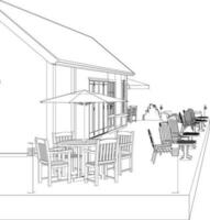 3d ilustración de restaurante y café tienda vector