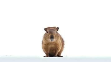 Photo of a capybara on white background. Generative AI