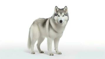 Photo of a siberian husky on white background. Generative AI