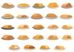 Strudel icons set cartoon vector. Apple food vector