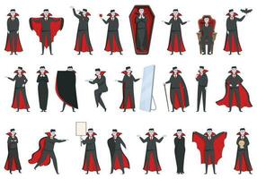 Vampire icons set cartoon vector. Party character vector