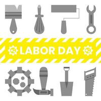 labor day greeting card template. construction tools. used for poster, banner, card, flyer, advert vector