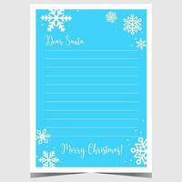 Dear Santa letter template for children to complete and send it to Santa Claus during winter holidays. Empty layout for December postcard, Christmas wish list or letter to Santa Claus. Ready to print. vector