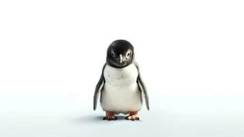 foto de un pingüino en blanco antecedentes. generativo ai