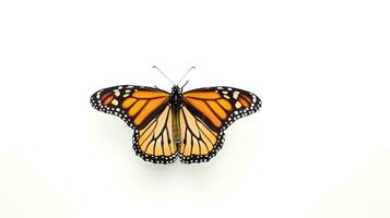 Photo of a monarch butterly on white background. Generative AI