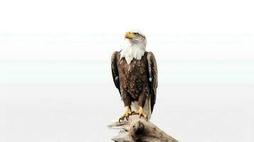 foto de un calvo águila en blanco antecedentes. generativo ai