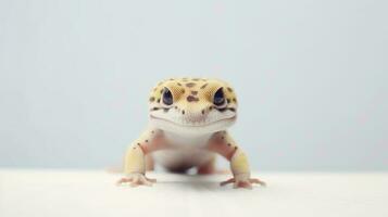 Photo of a leopard gecko on white background. Generative AI