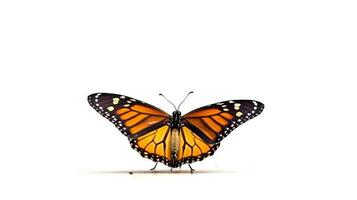 Photo of a monarch butterly on white background. Generative AI