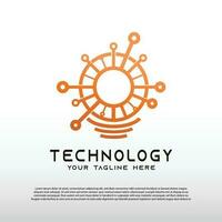 Technology logo with light bulb concept. bulb idea. technology and network icon -vector vector