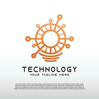 Technology logo with light bulb concept. bulb idea. technology and network icon -vector