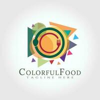 Food logo, colorful fork and spoons icon concept -vector vector