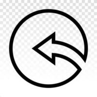 Rounded left arrow or Back or previous buttons - line art icons for apps and websites vector