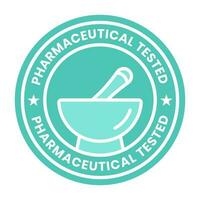 Pharmaceutical tested product stamp label - flat colour icon for apps or websites vector
