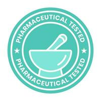 farmacéutico probado producto sello etiqueta - plano color icono para aplicaciones o sitios web vector