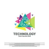 Technology logo design with initial E concept. Circuit technology icon.illustration element vector