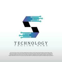 Technology logo with initial S letter. future tech icon. illustration element-vector vector