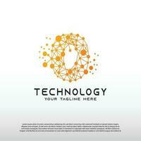 Technology logo with initial O letter, network icon -vector vector