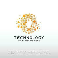 Technology logo with initial O letter, network icon -vector vector