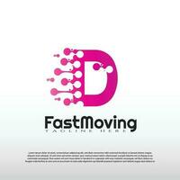 Fast Moving logo with initial D letter concept. Movement sign. Technology business and digital icon -vector vector