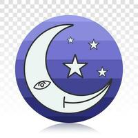 Crescent moon or night or nighttime vector flat icon