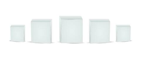 Realistic white empty cardboard package box template. Cardboard boxes with shadows for branding your products. vector